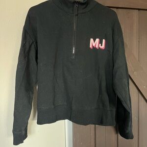 Black Half-Zip Sweatshirt with Pink Initials
